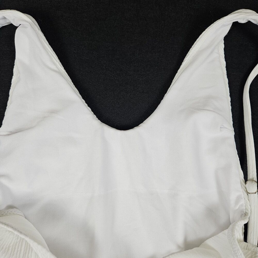 Minimalist White One Piece Swimsuit Womens M Ribbed Resort Cruise Vacation Beach - Picture 12 of 15
